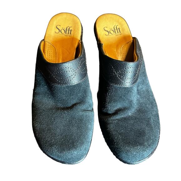 Sofft Octavia black suede and Leather clogs mules size 7 comfortable - Picture 2 of 10